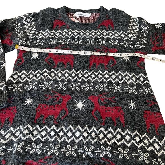 Shineflow Fair Isle Ugly Christmas Sweater Reindeer Holiday Tunic Festive Snow-S - Picture 6 of 7
